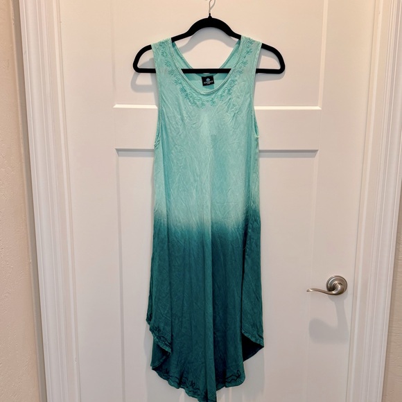 Advance Apparels Dresses & Skirts - NWT Advance Apparels Long Ombre Dip Dye Sleeveless Dress Aqua Turquoise Size S/M